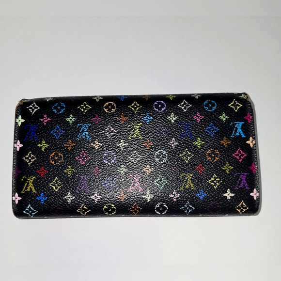 Authentic Louis Vuitton Murakami Black Multicolor Wallet RARE Lavender Interior - Picture 14 of 16